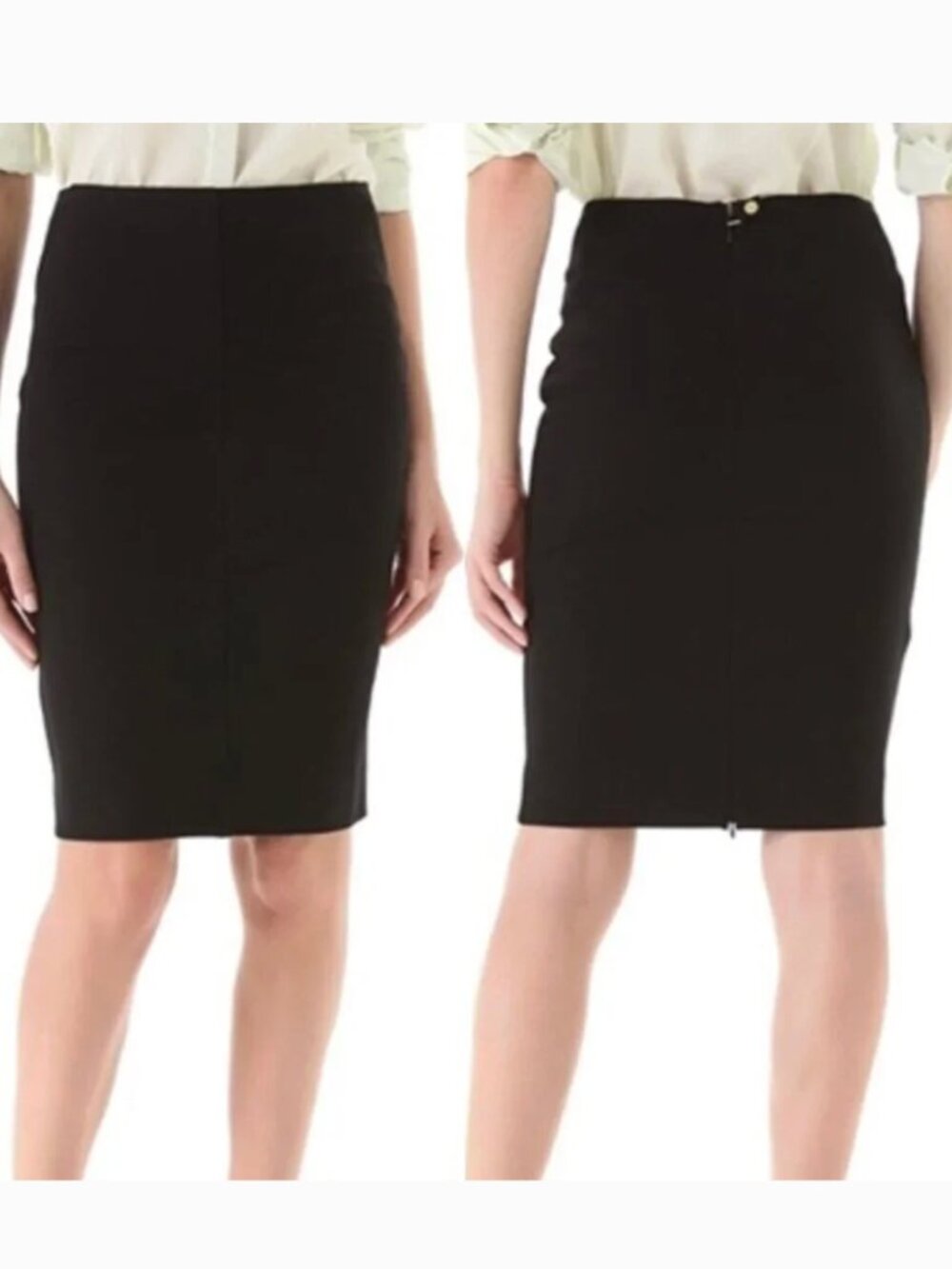 NEW NWT DIANE VON FURSTENBERG DVF Esme Black Jersey Knee Length Pencil Skirt 4